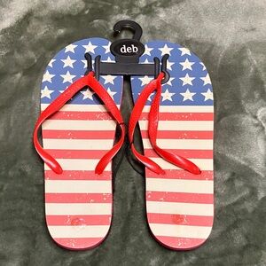 Deb Red, White & Blue Star Stripe Flip Flops